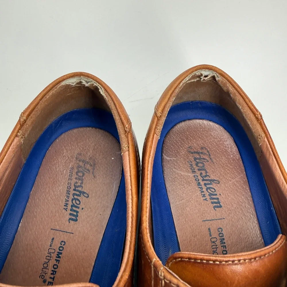 Florsheim Mens 11827-221 Cognac Leather Cap Toe Derby Shoes Size 12‎ D